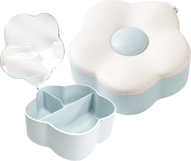 로앤제이 큐티뿌끄 메이크업 꽃 수납함 다용도 화장품 정리함, 스카이블루