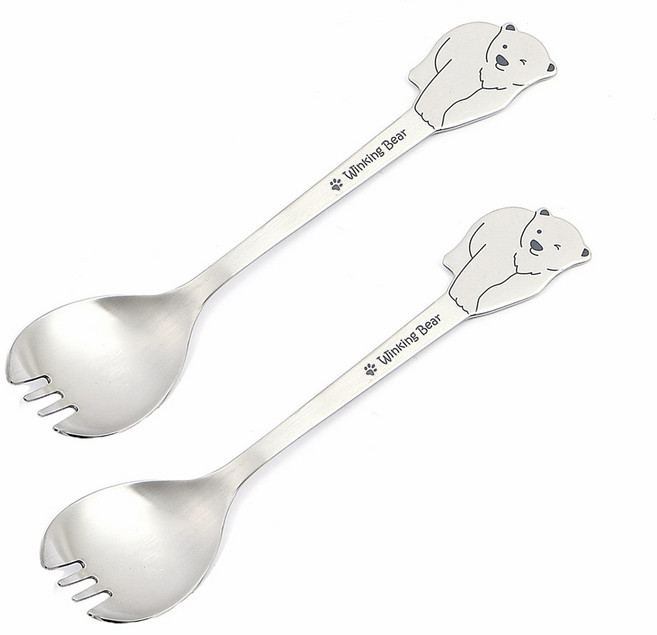 윙킹베어 국산 포크스푼, 실버, 단품, 2개