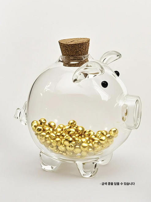 luna 콩알금 모아보자~! 미니 돼지 유리병 금괴 수납 병 작은 모양 보관 용기, 1개, 1ml, 미니 리틀 피그 골드빈 저금통