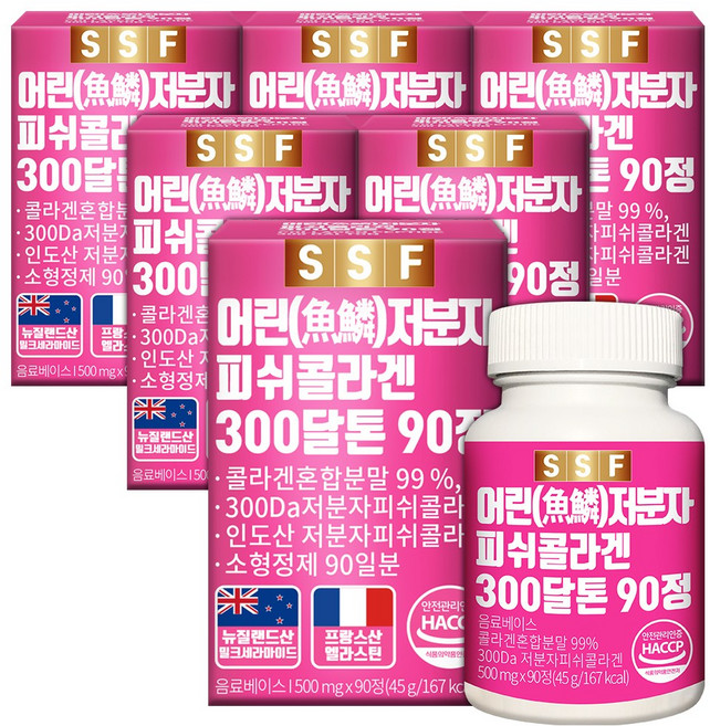 순수식품 어린 저분자 피쉬콜라겐 300달톤, 90정, 6개