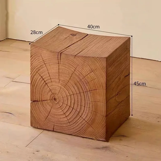 나무 스툴 그루터기 원형 침대 옆 캐비닛 낮은 풀 엣지 북유럽 장식품 B&B