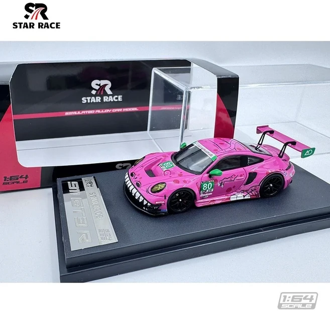 TIMEMICRO&SR 1:64 STAR RACE Por 911 GT3 티라노사우루스 그린 핑크 페인트 합금 자동차 모델 세트 안전한, 03 por 911 GT3 RED