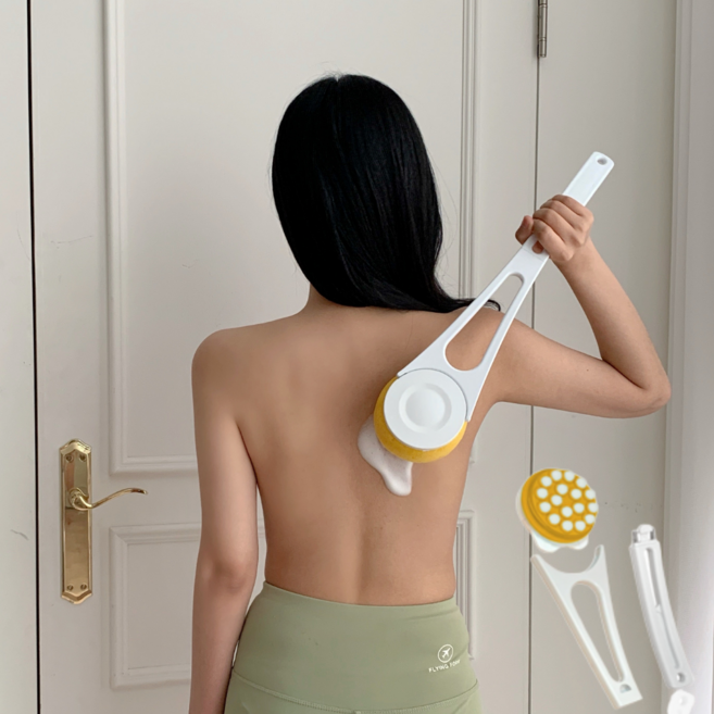 바디케어 3종 세트 바디 브러쉬 스크럽 각질제거 등 로션 바르기 크림 등드름 도구 마사지, 1개, 화이트