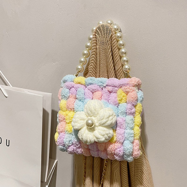 [영상제공] 샤샤벨 네트공예 빅플라워 미니 가방 만들기 diy 재료 세트, 레인보우, 1개