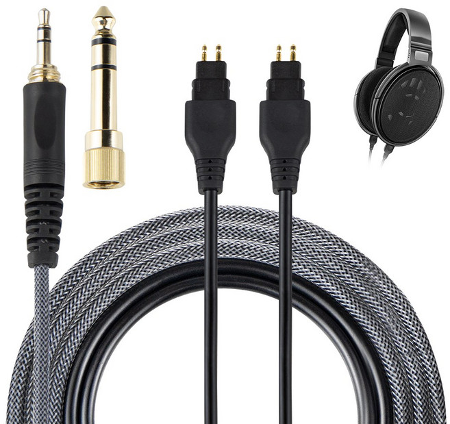 SOULWIT 교체용 케이블-호환 젠하이저 HD660S/HD660S2/HD650/HD600/HD580/HD58X/HD565/HD545 3.5mm 플러그 및 6.35mm 어댑터 포함, 1.2m/4ft, Grey, 1개