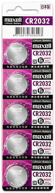 maxell CR2032 鈕扣型電池 3V鋰電池, 1套, 5個裝