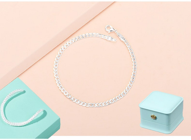 르떼르넬 JSWB112 Silver 심플 여자 체인 실버 팔찌 은팔찌