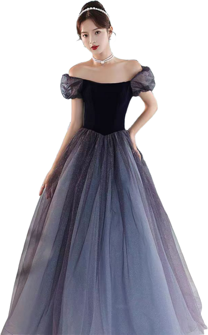 Asure 퍼플 이브닝드레스 여성 롱원피스 파티드레스 스퀘어넥 브이넥 망사