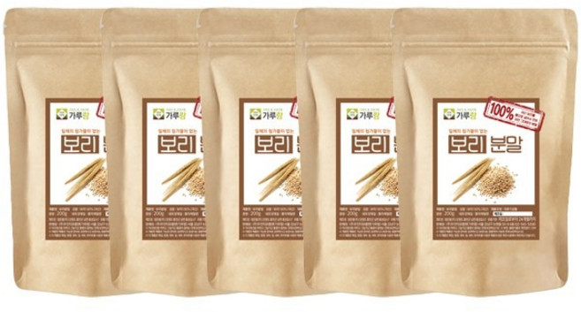 가루랑 100% 국산 보리분말(생) 선식 200g 5개 묶음