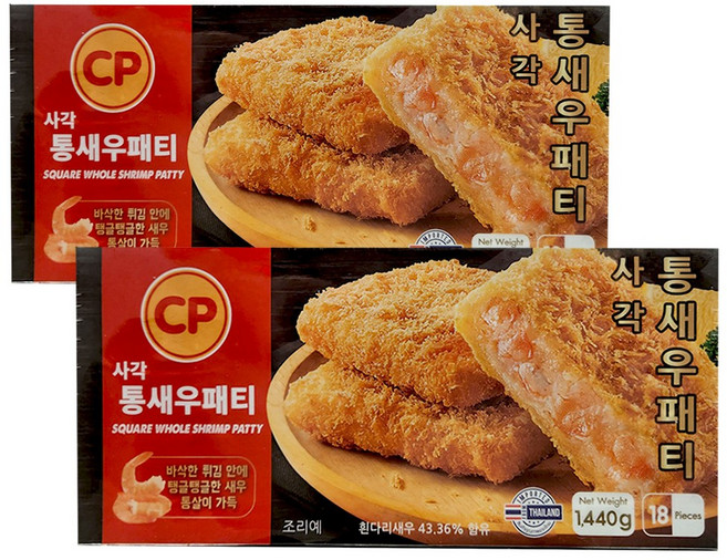 코스트코 CP 사각 통새우 패티 1440g 샌드위치 햄버거 안주, 2개, 1.44kg