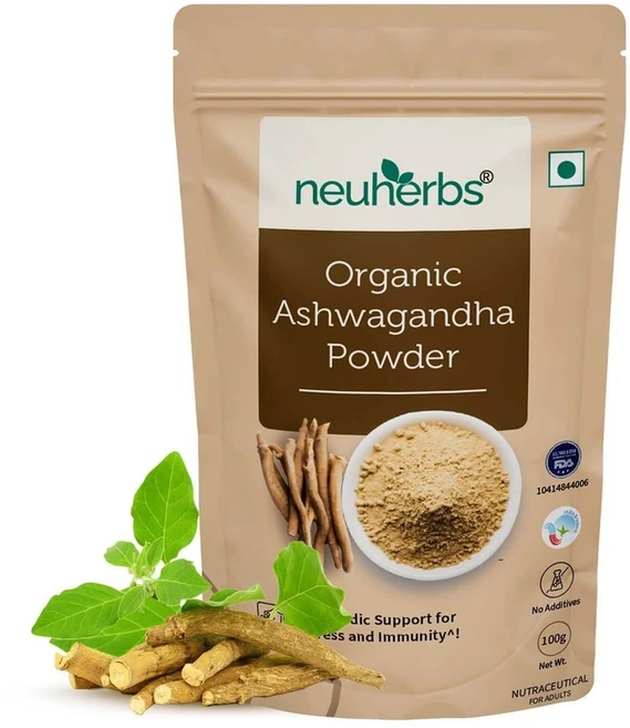 인도 Neuherbs 유기농 Ashwagandha 아슈와간다 분말 유기농인증 100g, 아슈와간다 가루, 100g(1팩), 1개 - 쿠팡