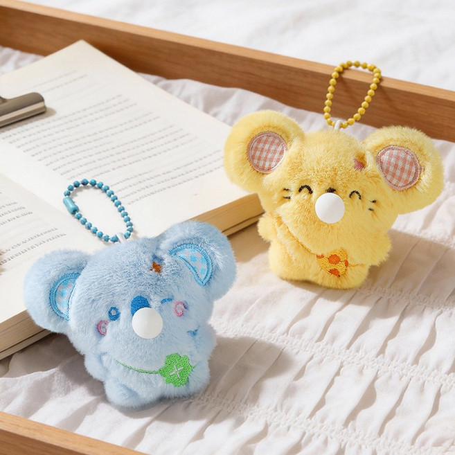 풍선껌 부는 인형키링 / 버블껌 백참 버블 풍선 인형 코알라 생쥐 고양이, 풍선껌부는 인형키링-A.하늘색코알라