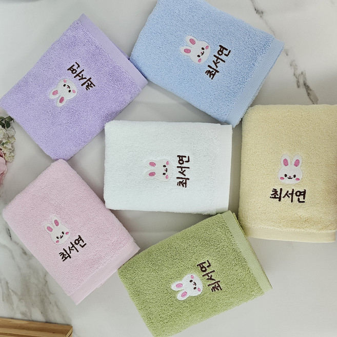 쁘띠맘 어린이집수건 6장 네임자수 기숙사 유치원준비물 생존수영 영신타올, 1세트, 파스텔타올6장