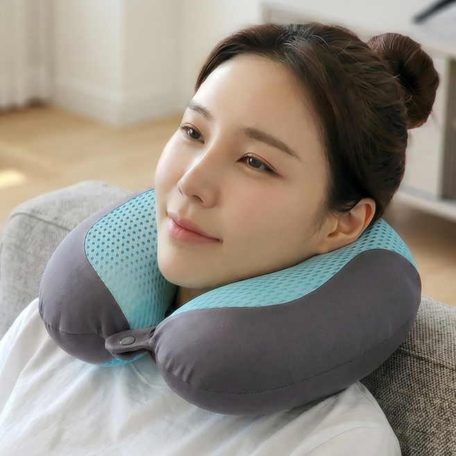 리브앤다 쿨링젤 메모리폼 목쿠션 U자형 사무실 여행용 기내용 목베개, 그레이