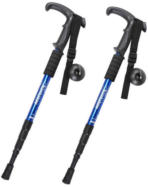 HA.M 두랄루민 경량 4단 초경량 등산스틱 2p, 등산스틱 T자형 블루(2P), 2개