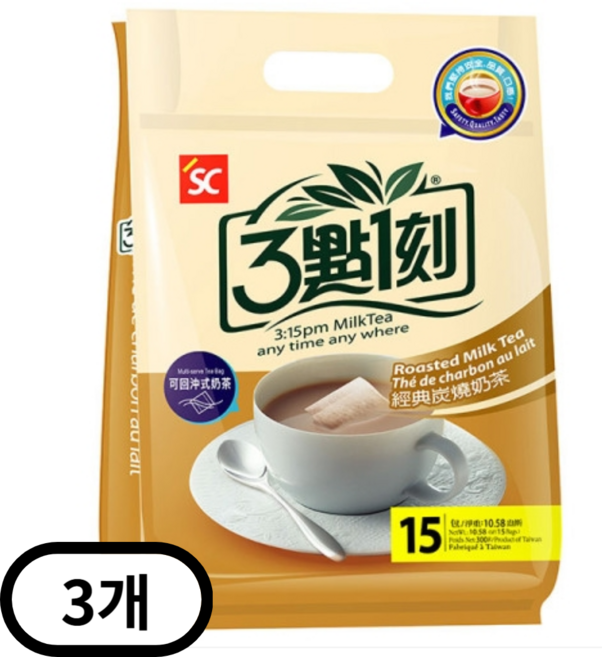 3시15분 밀크티 로스티드 티백, 20g, 15개입, 3개
