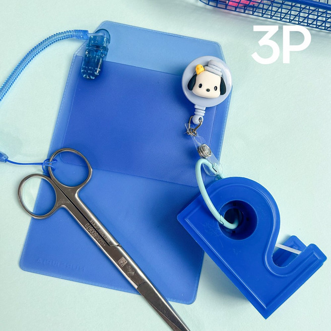 널스포켓 스프링집게줄 캐릭터 테이프걸이 모음 간호사용품 1개, 블루포차코모음