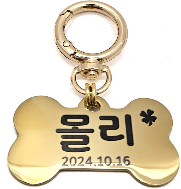 아츠플로우 고리형 대형견 인식표, 뼈다귀, 1개, 골드