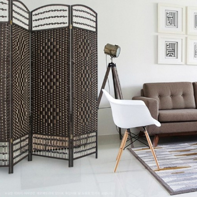 에코팩토리 인테리어 파티션 핸드메이드 라탄 칸막이 공간분리 가벽, [A-특대형] 라탄다크:브라운 높이180x넓이200cm