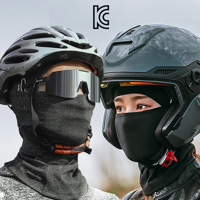 ASTO 1+1 남여공용 고탄력 라이크라 기모 바라클라바 겨울 방한 넥워머, BLACK + GRAY