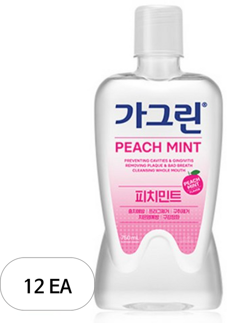 가그린 피치민트 구강청결제, 750ml, 12개