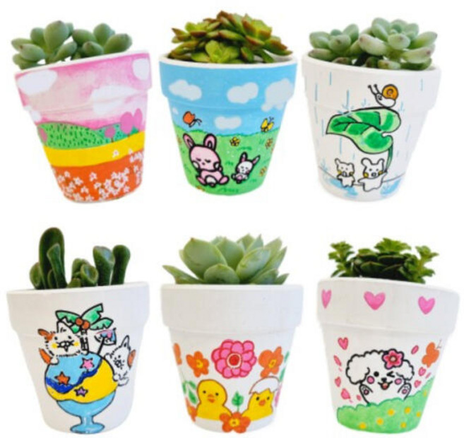 아트박스/에듀팜몰 꿈꾸는 다육이 컬러링 화분 키우기 DIY 키트, 다육이(랜덤), 1개