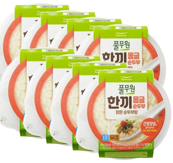 풀무원 한끼몽글순두부 맑은순두부탕, 269g, 8개