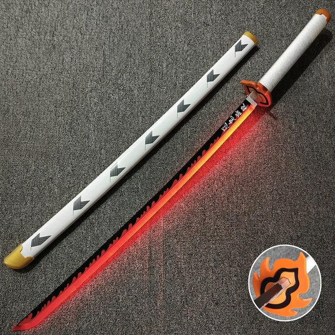 UB 카타나 LED 광선검 일륜도 귀멸의 칼날 충전식 발광검 일본도 코스프레, 1개, 화이트레드