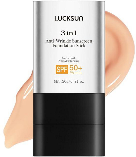 3-in-1 주름 방지 + 광범위 스펙트럼 SPF 50 파운데이션 스틱 - 풀 커버리지 완벽한 마감 경량 액체 텍스처 (#002 1.9ml (0.71 액량 온스) (1팩)