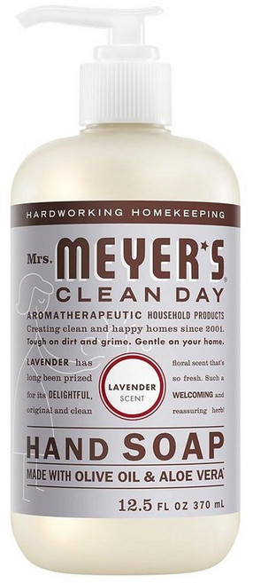 Mrs. Meyer's Clean Day 액체 핸드 솝 크루얼티프리 생분해성 에센셜 오일로 만든 워시 라벤더 향 369.7ml 12.5온스 병 291438