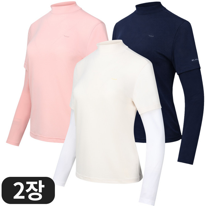 BFL 여성 냉감 반목 쿨티 프리미엄 팔토시 쿨티셔츠 골프웨어 아웃도어 등산 작업복 2장세트