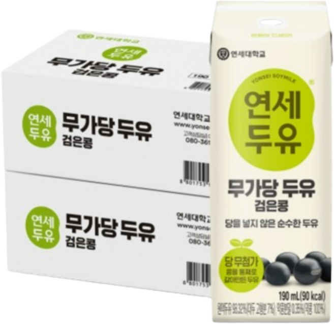 연세두유 무첨가 두유 검은콩, 190ml, 48개