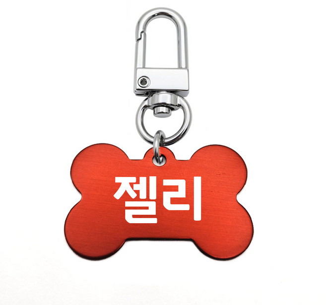 강아지인식표 가볍고 걸기편한 원터치 뼈모양이름표, 1개, 레드