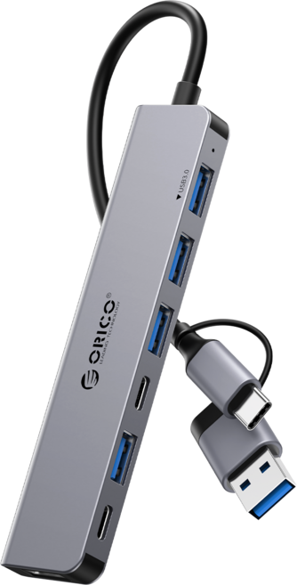 오리코 USB-A Type-C TF/SD카드 알루미늄 2 in 1 케이블 USB허브, 7 in 1 YSA7-U3, 1개