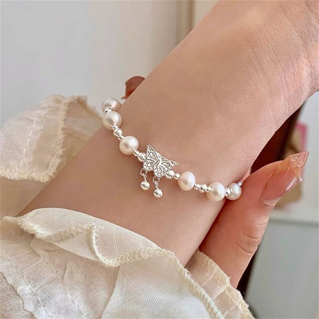besteffie 여성 진주 팔찌 버터플라이 장식 실버 고급스러운 디자인 선물 추천 K92
