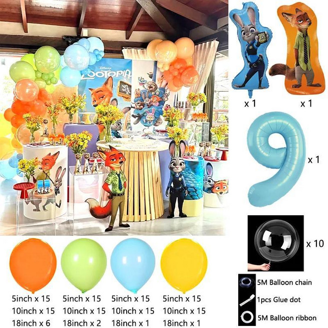 주토피아 파티 풍선 만화 주디 닉 알루미늄 포일 가랜드 키트 라텍스 생일 장식, 1개, 23. R1115-9