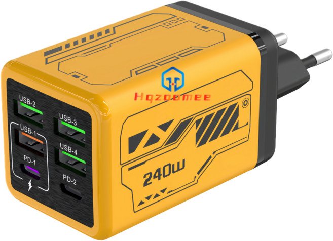 240W 접지 초고속 충전기 6포트 3USB+3PD 적용애플 아이폰 아이패드 삼성 갤럭시 픽셀 고속 전원 어댑터CDT17888, 1개, 골드