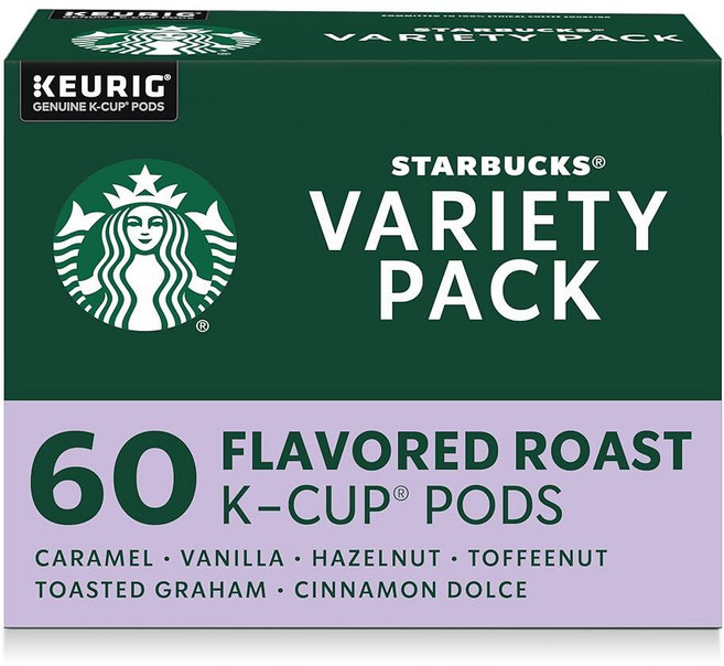Starbucks K컵 커피 포드 미디엄 로스트 커피 콜롬비아 100% 아라비카 6박스 (총 60포드), 다양한 맛 팩, 다양한 맛 팩