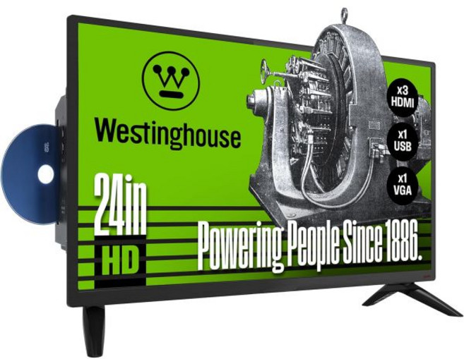 웨스팅하우스 32인치 TV 내장 DVD 플레이어 720p HD LED 소형 평면 비스마트 텔레비전 콤보 HDMI USB 부모 통제 기능 포함 가정 주방 RV 캠퍼용 모니터, 24 Inch