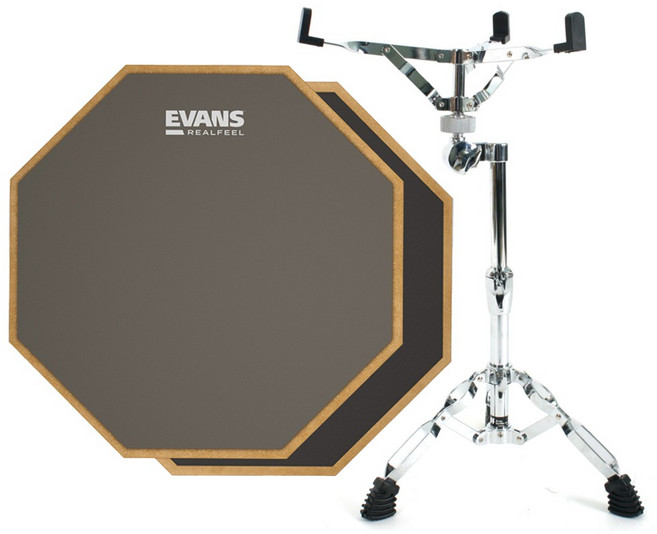 에반스 12인치 양면 리얼필 드럼 연습패드 RF12D + 비트핑거스 스탠드 BF-SST2 세트