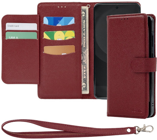 자비타 클래식 수제 가죽 카드지갑 다이어리 휴대폰 케이스 + 스트랩