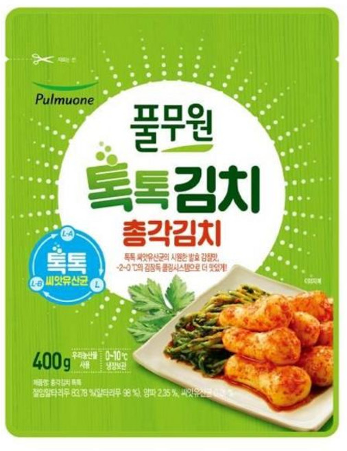 풀무원 간단반찬 혼밥 엄마손맛 우리가족반찬 업소용 톡톡 총각김치 씨앗유산균 400g, 1개