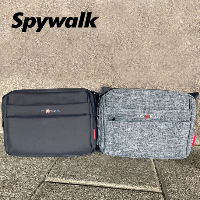 SPYWALK 五格層 輕量斜背包, 中款,黑色, 黑色