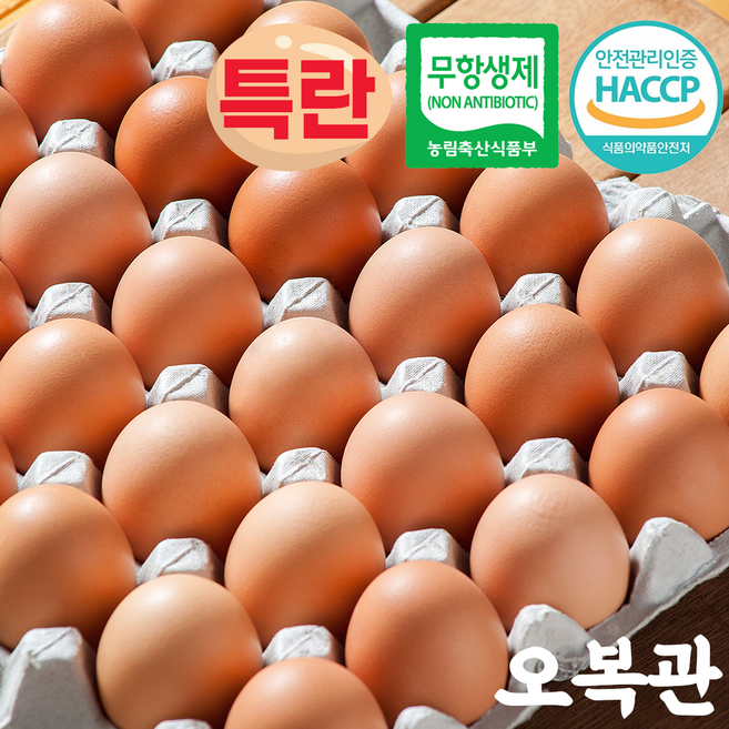 오복관 무항생제 특란 계란 신선란 HACCP 인증, 1개, 30구