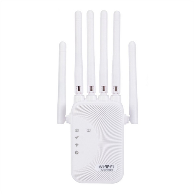1200Mbps WiFi 리피터 듀얼 밴드 5GHz 및 2.4GHz 네트워크 앰프 802.11AC WI FI 라우터 신호 하이 게인 안테나 미국 플러그, 01 White, 1개, 하얀색