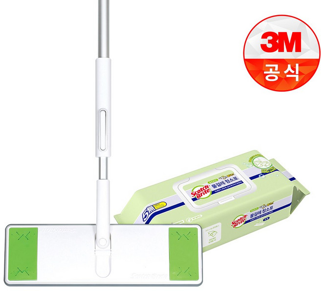 [3M] 대형 올터치 더블액션 막대걸레 + 베이직 더블액션 물걸레 30매 1세트, 1개