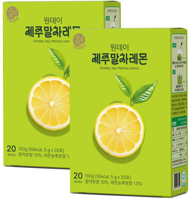 우리차 원데이 제주 말차레몬, 5g, 2개, 20개입