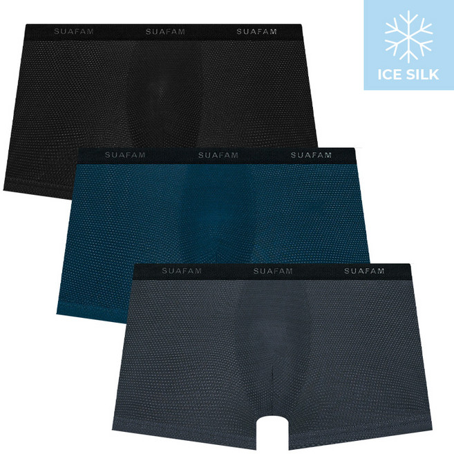 수아팜 남아용 주니어 인견 드로즈 3장 세트 (10대 청소년 팬티 초등 학생 중학생 3P 사각 속옷)