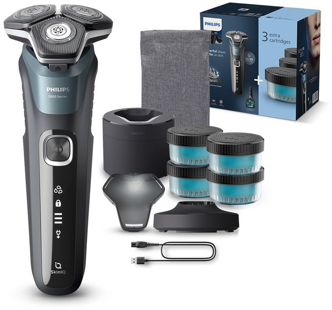 필립스 SkinIQ 5000 시리즈 전기면도기, S5882/76, 페트롤 블루