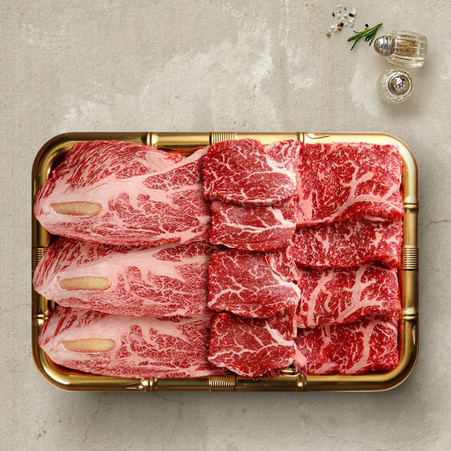 [투뿔한소] 1++ No9 최고급 한우 구이선물세트 1호(등심250g x 2팩+채끝300g+안심200g), 1개, 1kg